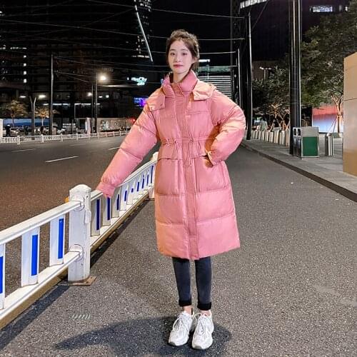 ISENMAL Winter Women Coat With Hooded Girls OverCoat Casual Zipper Long Student Parkas Solid Autumn Female Cotton Padded Jacket