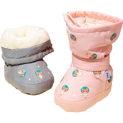 Infant shoes new born baby thicken down-cotton padded plush inside toddler shoes soft PU sole waterproof hookloop First Shoes AB