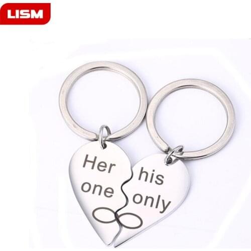 1 Pair Love Heart Couple Lovers Key Chains Personality Keychain Key Ring Valentines Day Christmas Gifts Jewelry