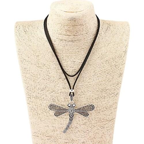 1PCS Vintage Lovely Alloy Animal Dragonfly Pendant Necklace Jewelry