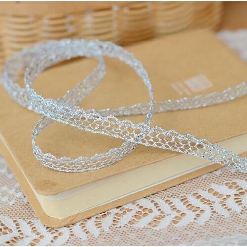 10 Meters/Lot 8mm Width Thin Ribbon Silver Lace Scrabooking Lace Trim for Home Sofa Curtain Decoration