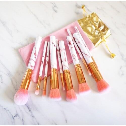 10Pcs/Set Makeup Brushes Kabuki Foundation Brushes Marbling Handle Eyeshadow Lip Highlighter Marble Brush Make up Brushes Kits