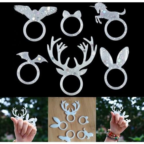 16-19mm Animal Ring Crystal Casting Mold Rabbit Deer Unicorn UV Epoxy Resin Mold for DIY Jewelry Making Findings Accessories