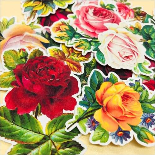 19pcs Kawaiii Stationery Sticker Rose Travel Diary Planner Decorative Mobile Stickers Scrapbooking DIY Craft Stickers