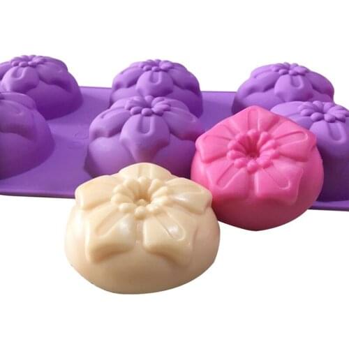 2/6 Cavity Silicone Flower Soap Mold DIY Soap Mold Handmade Chocolate Biscuit Cake Muffine Silicone Mold for Soap making