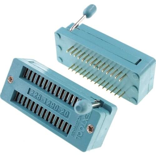 2 pcsTest Tool IC DIP ZIF ZIP Socket 28 Pin Pitch 2.0 mm Press-Fit Dual Row Spacing 10.16 mm 2x14 28 Position Grid Gold