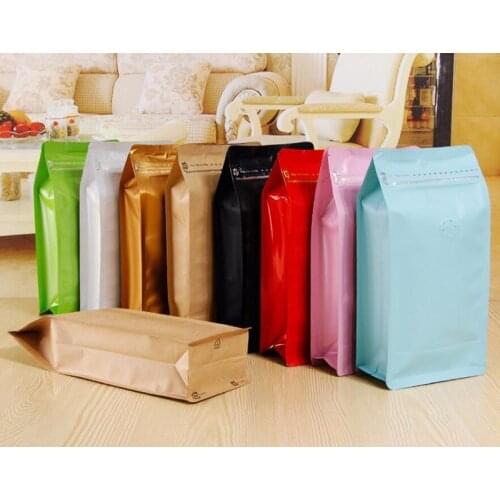 20 Pcs/Lot, Box Pouch 1 Pound Coffee Bag with One-Way Degassing Valve, Stand Up Zipper Coffee Bags With Flat Bottom