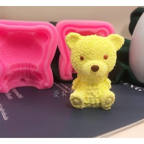 3D stereo bear silicone mold chocolate mousse cake ice cream baking tool cute cartoon-scented candle mold soap mold