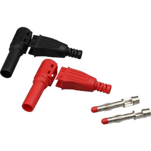 5Pair Red and Black Right Angle Safety 4mm Insulated Shrouded Ninety Degrees Banana Plug Male Connector