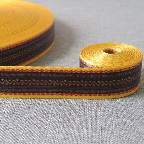 50 Yards Ethnic Style 25mm Printed Webbing Bag Tape Dog Safety Belt Straps Pet Collar Leash Harness Decoration Garment Accessory