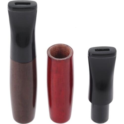 80mm Cigarette Holder Ebony Pipes Filter Wood Smoking Pipes Herb Tobacco Pipe Cigar Grinder Smoke Mouthpiece Men Gifts