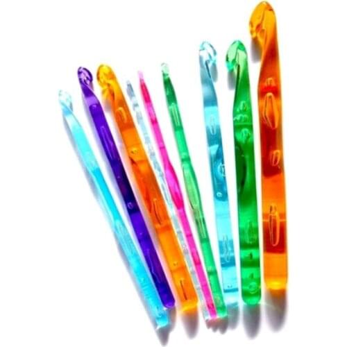 9pcs/set Plastic Crocheting Acrylic Crochet Hooks Needles 3mm,4mm,5mm,6mm,7mm,8mm,9mm,10mm,12mm