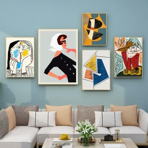 Abstract Vintage Pablo Picasso Exhibition Canvas Painting Poster Prints Museum Modern Gallery Wall Art Picture Home Decoration