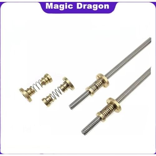 Anti-Backlash Nut + 200mm 300mm 350 400mm 500mm T-type Stepper Motor Trapezoidal Lead Screw 8MM Thread 8mm T8 For 3D Printer CNC