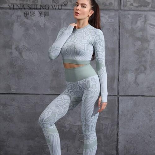 Seamless Yoga Suit Women Crop Top Workout Leggings Leopard Print Training Suit Fitness Gym Jogging Clothes Tracksuit Sportswear