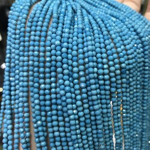 Natural Agates Beads Round Shaped Blue Turquoises Loose Beads Charms for Making DIY Jewelry Necklace Size 3mm