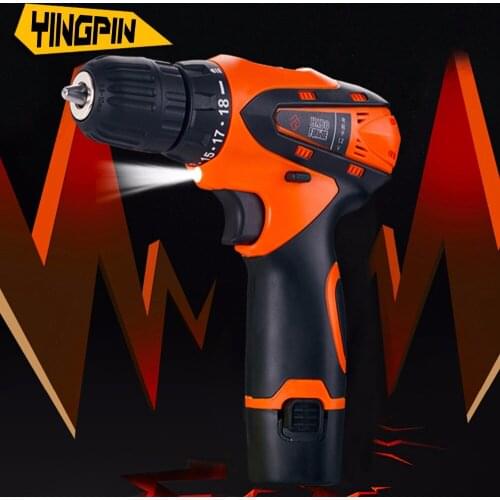 12V flashlight drill home hand drill multi-function electric screwdriver lithium battery charging pistol drill