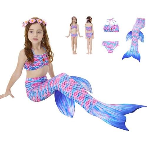 2021 Girls Swimmable Mermaid Tail Princess Dress Kids Holiday Mermaid Costume Christmas Birthday Party Cosplay Swimsuit Swimwear
