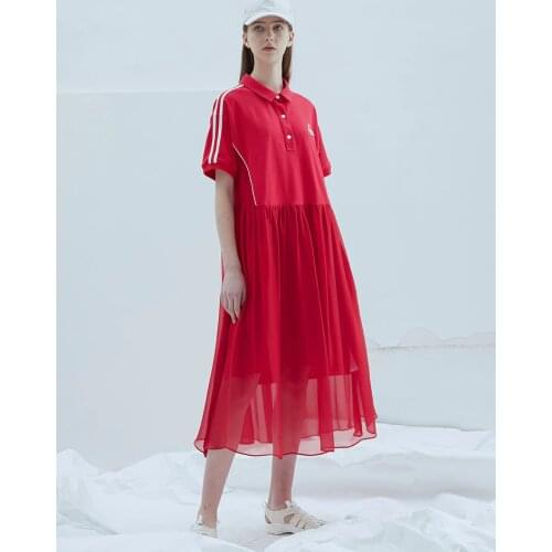 Design Summer Original Women Red Shirt Elegant Long Casual Loose Cotton Patchwork Silk Midi Dresses
