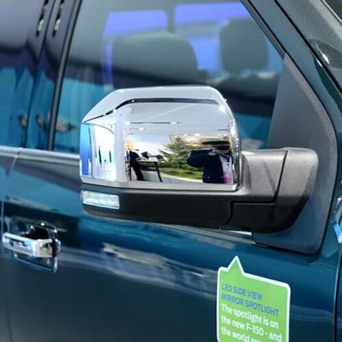 For Ford F150 F-150 2015 to 2019 Car Styling ABS Chrome Carbon Fiber Car Exterior Rearview Mirror Decoration Cover Trim Stickers
