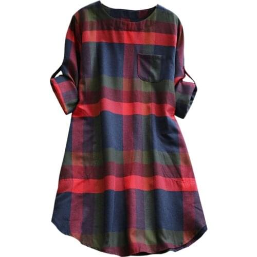 Модные платья в клетку FANTIGO China At AliExpress