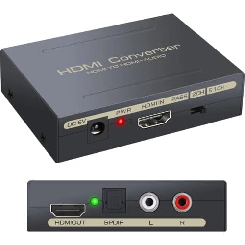 HDMI-Compatible to Optical Toslink Spdif R/L RCA Analog Video Adapter Splitter HDMI to HDMI-Compatible Audio Extractor