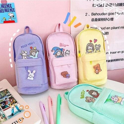 Bag Canvas Trousse School Supplies Zipper Pouch Pen Bag Schoolbag Shape Pencil Cases Pencil Bags Large Capacity