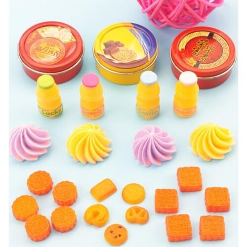 DollHouse Food Play Mini Moon Cake Tin Boxes Cookies Model for Kitchen Restaurant Furniture Decoration Holiday Gifts