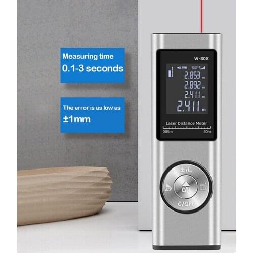 80m Laser Distance Meter USB Rechargeable Digital LCD Rangefinder Waterproof Multifunctional Laser Distance Measuring Tester