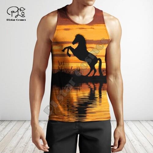 PLstar Cosmos Beautiful Colorful Horse Summer Tank Top Fashion For Men And Women Casual 3D Printed Colorful Beach Vest Style-D41