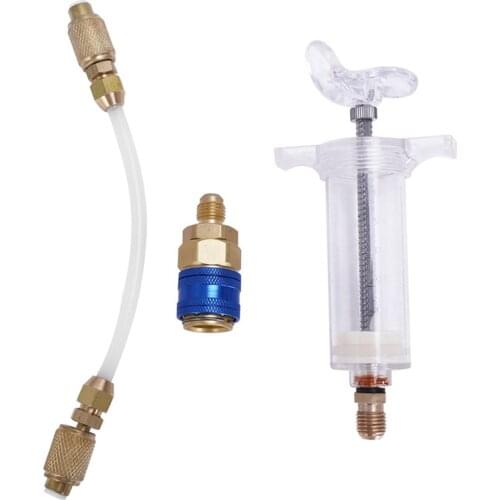 Oil/Dye Injector 30ML with 1/4 SAE R134a Manual Oil Booster A/C Tuner Injector Oil Transfer Pump Tool Car Fuel Pump