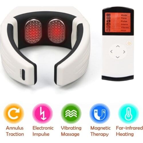 Neck Massager Magnetic Electric Pulse Therapy Body Massage Relief Pain Cervical Vertebra Care Relaxation Treatments USB Charging
