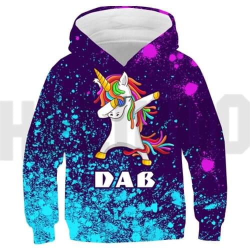 Fashion Rainbow Pink Unicorn Childrens Pullover 3D Print Anime Dabbing Unicorn Hoodie Sweatshirt Harajuku Clothing Streetwear