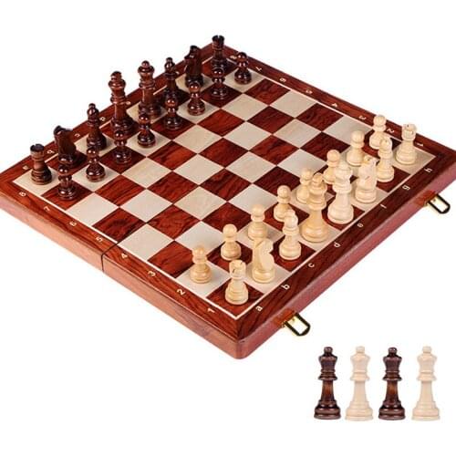 Wooden Chess Set High Grade 4 Queen Chess Game King Height 80mm Chess Pieces Folding 39*39 cm Chessboard with Wooden Chessmen I8
