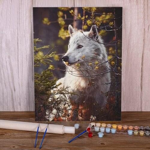 Animal Wolf DIY Painting By Numbers Complete Kit Oil Paints 50*70 Canvas Painting Loft Wall Picture Kids Handiwork Drawing