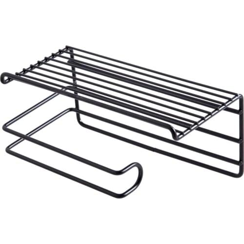 Wall-mounted Bathroom Towels Storage Rack Cosmetic Bottles Organizer Toilet Roll Paper Holder Kitchen Punch-free Iron Shelf