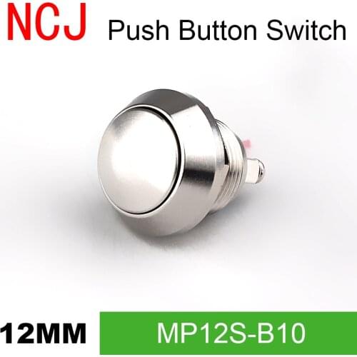 NCJ Screw 12mm Metal Push Button Momentary Stainless Steel 2A