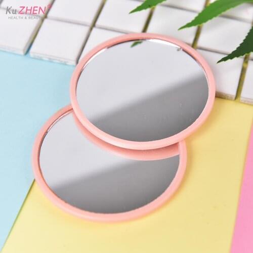 Dia 7cm One Sided Mini Pocket Makeup Mirror Cosmetic Compact Metal Mirrors Random Color