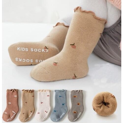 Autumn Winter New Baby Cotton Thicken Warm Socks Newborn Cute Anti-slip Sokken Anti-skid Floor Socks Children Kids Socks 0-5T