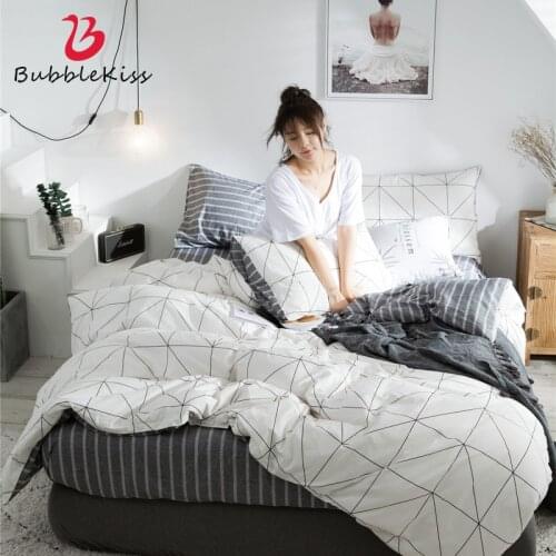 Gilt Plaid Duvet Cover Set Nordic Geometric Stripe Bedding Sets 240x220 Double Queen King Quilt Covers Pillowcase (No Bed Sheet)