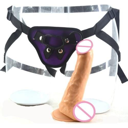 Strap on dildo with suction cup strapon dildo realistic big penis flexible belt adjustable sex toys for women lesbian sex shop