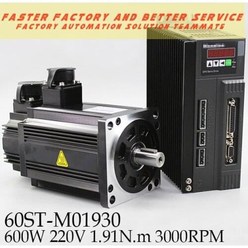 Servo Motor kits AC Servo Motor + Servo Driver 60ST-M01930 600W 220V 1.91N.m 3000RPM