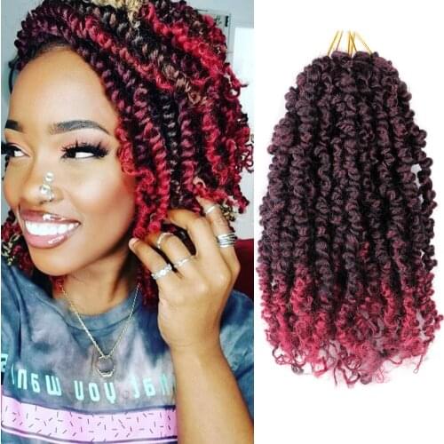 Synthetic Short Pre-twisted Bob Passion Twist Crochet Hair With Curly End Pre looped Passion Twist Hair Bohemian Crochet Braids