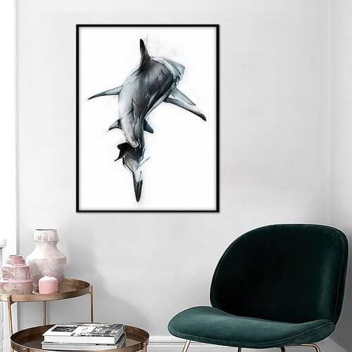 Nordic Minimalist Animals Shark Backs Decorative Paintings Modular Picture Wall Art Canvas Painting for Living Room Hanging Pain