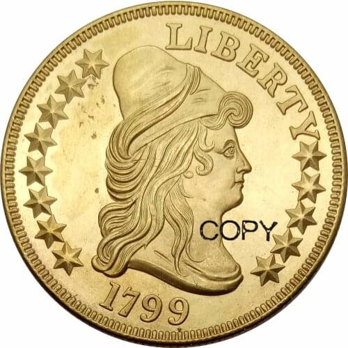 United States of America 10 Dollars Liberty Cap / Large Heraldic Eagle - Eagle 1799 Brass Copy Coins
