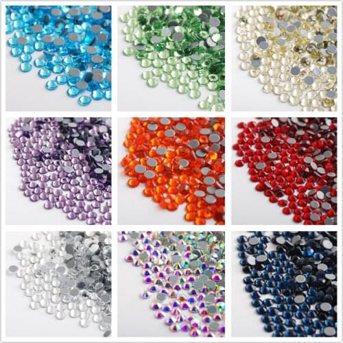 SS10 Round Rhinestone Crystal Multicolor Glass Strass Iron On Hot-fix Rhinestones For Fabric Garment Art 1440Pcs/Bag