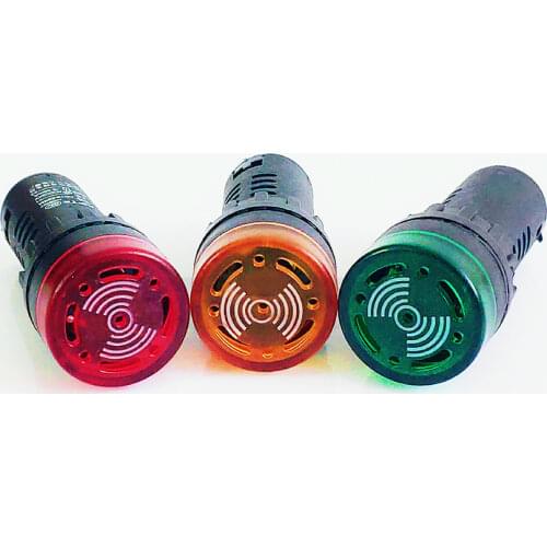 LED Active Buzzer Beep Alarm Indicator 1pc AD16-22SM 12V 24V 110V 220V 380V Red Green Yellow Black 22mm Flash Signal Light