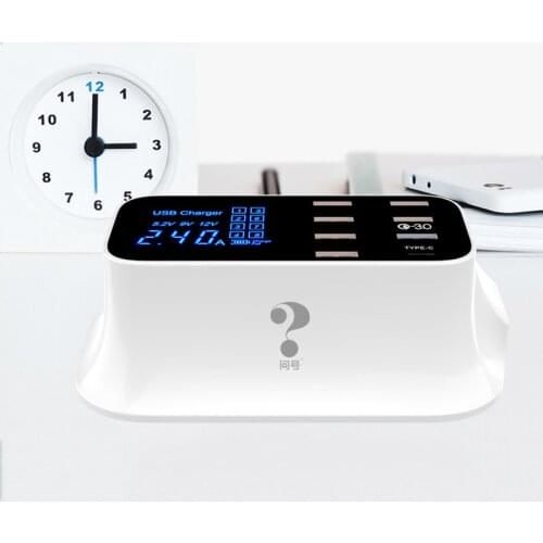 Quick Charge 3.0 Smart USB Type-C Charger Led Display Fast Charging Power Adapter Desktop Strip Charger Family Charger Station