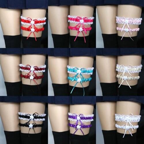 Korean Cute Girl Sexy Bow Women Garter Sex Lure Lace Legs With Leg Suspender Belt Cut Beautiful Decoration 1pcs