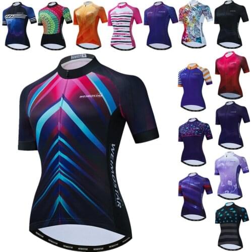 Weimostar Womens Cycling Jersey Summer Mountain Bicycle Cycling Clothing Breathable MTB Bike Jersey Tops Maillot Ciclismo Mujer
